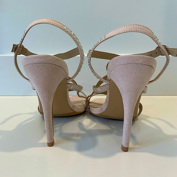 Stiletto sandals in cream (blush pastel pink) with crystals - Picture 3 of 4